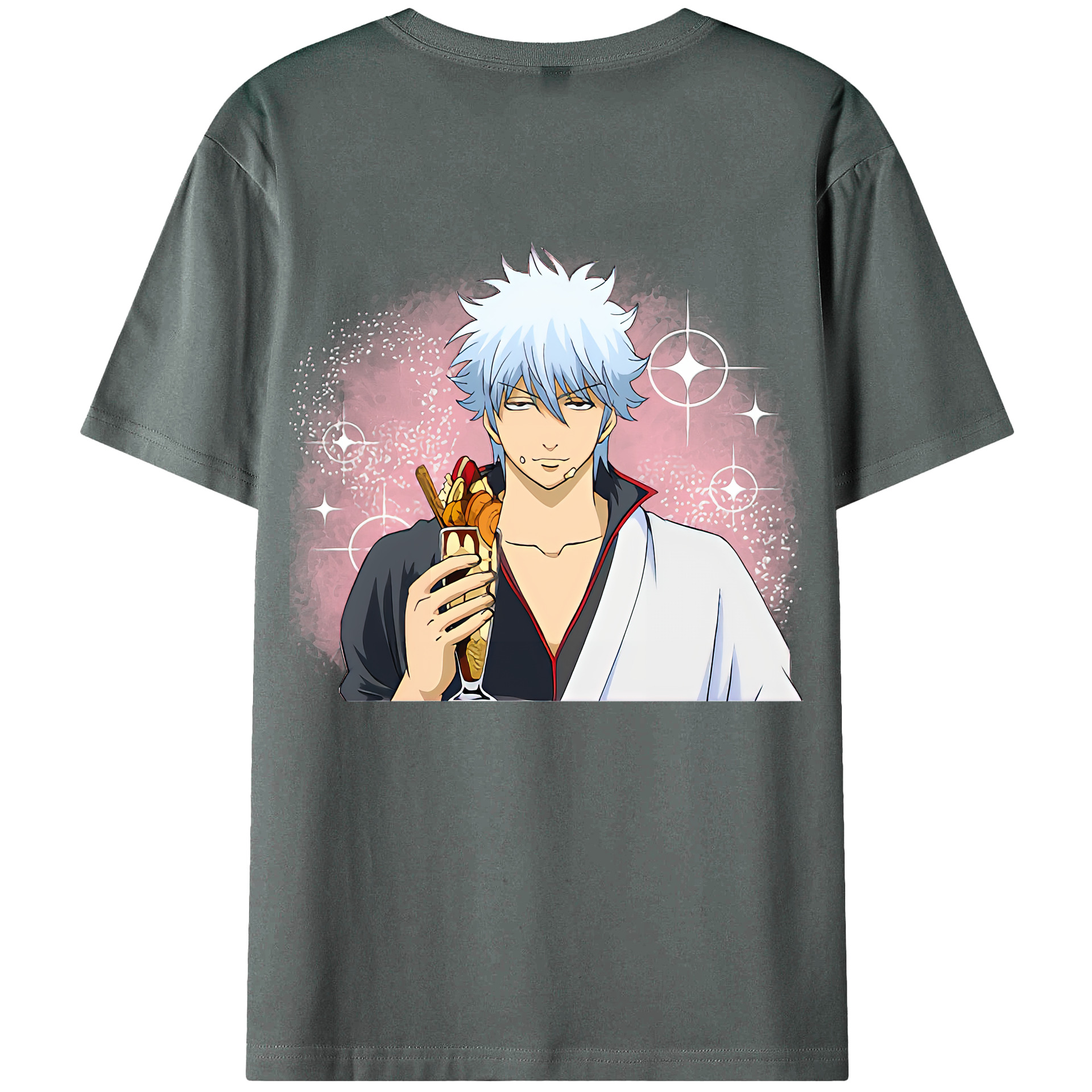 （画像用） ぎんたま 坂田銀時（さかたぎんとき） 神楽 志村新八（しむら しんぱち） GINTAMA Sakata Gintoki Kagura Shimura Shinpachi 綿100％ メンズ半袖Tシャツ（バックプリント） 通気性